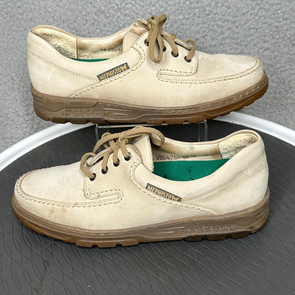Mephisto‎ City Hiker Shoes Women 8 Beige Nubuck Leather Comfort Walking Portugal